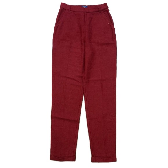 VTG Byblos Pants Womens 4 Red Wool Blend Pleated High Rise 27x29 Made in Italy - Picture 1 of 8